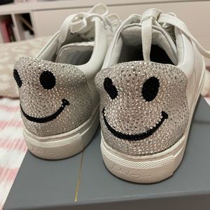Crystal Smiley Face White Sneakers